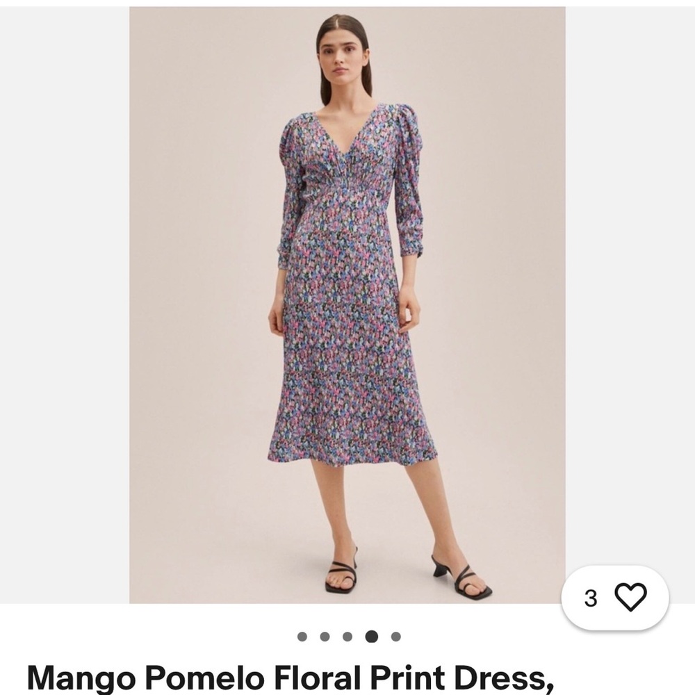 Mango Floral Midi Dress - Blue and Pink- plus size